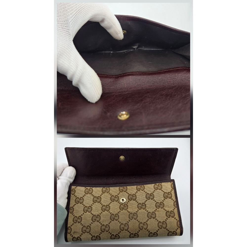 Gucci GG Monogram Jackie Bamboo Piston Clasp Long Wallet Brown Canvas 208566 - Picture 11 of 11